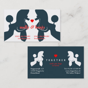 Carte De Visite Couple de Poodles au cœur –
