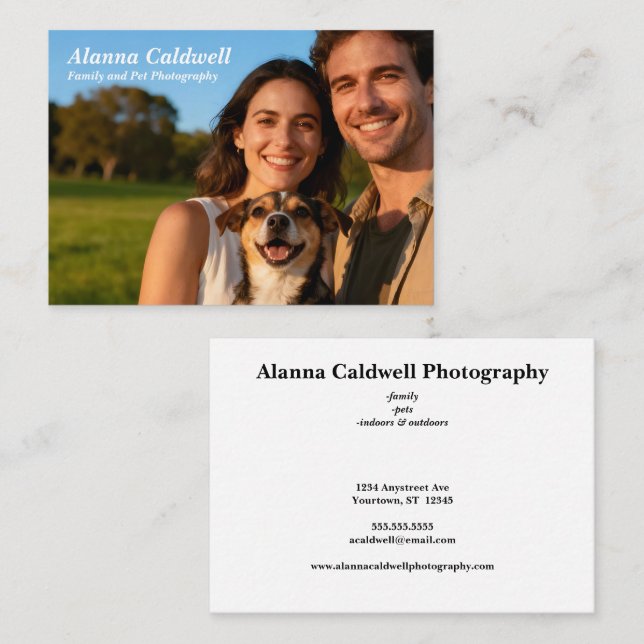 Carte De Visite Couple with Dog Photographer Real Estate  (Devant / Derrière)