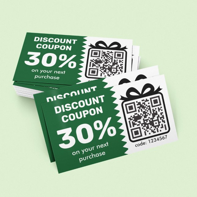 Carte De Visite Coupon de réduction numérique avec logo de code QR (Créateur téléchargé)