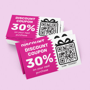 Carte De Visite Coupon de réduction numérique avec logo de code QR