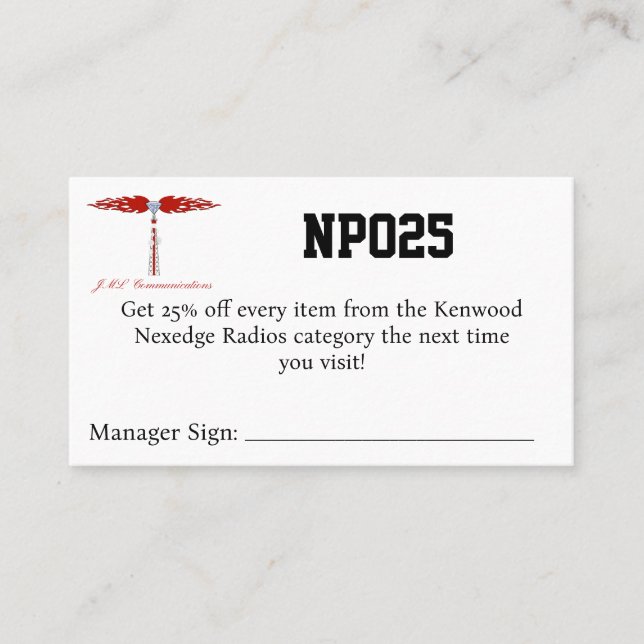 Carte De Visite Coupon NPO25 (Devant)