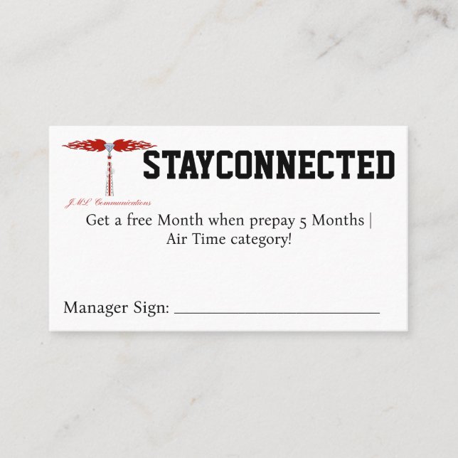 Carte De Visite Coupon STAYCONNECTÉ (Devant)