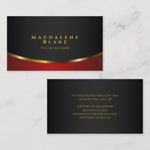 Carte De Visite Courbe d'or luxueuse Minimaliste Noir Rouge
