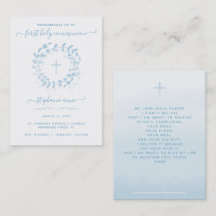 Carte De Visite Courbe et croix bleu communion