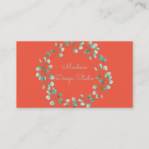 Carte De Visite Courbe florale à aquarelle bleue