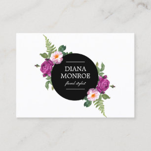 Carte De Visite Courbe florale moderne blanc large
