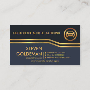 Carte De Visite Courbe Gold Lines Black Blue Layers Automobile