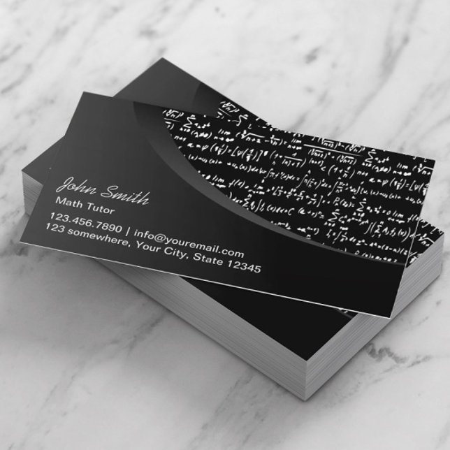 Carte De Visite Courbe noire professionnelle Math Tutor (Créateur téléchargé)