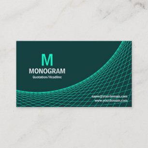 Carte De Visite Courbe - Turquoise sur Vert foncé 003333