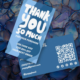 Carte De Visite Courbes bleues en gras Ordre Merci social QR Code
