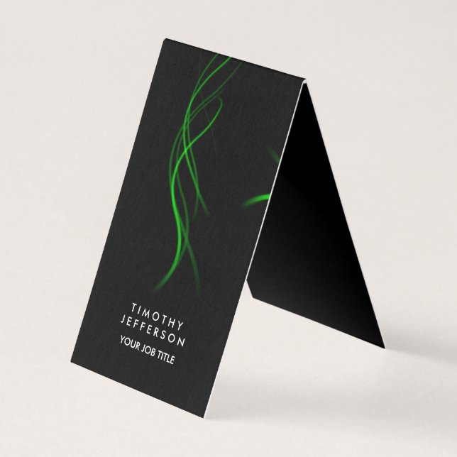 Carte De Visite Courbes de vert noir élégant moderne (Devant)