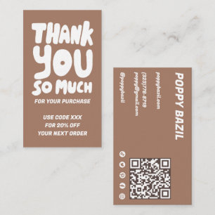 Carte De Visite Courbes simples Ordre Merci social QR Code Mocha