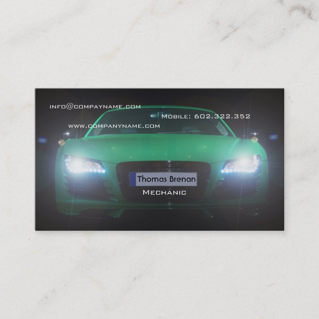 Carte De Visite Coureur vert des véhicules à moteur de lumière de (Devant)
