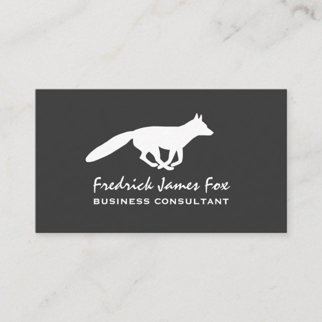 Carte De Visite Courir la silhouette de Fox blanc | Animal sauvage (Devant)