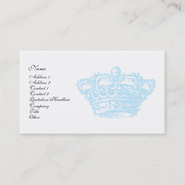 Carte De Visite Couronne bleue (Devant)