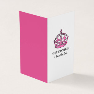 Carte De Visite Couronne royale rose, soyez excité et enregistrez