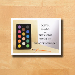 Carte De Visite Cours d'art enseignant d'art blanc