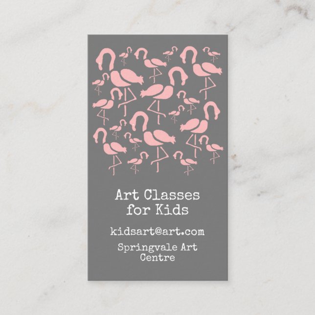 Carte De Visite Cours d'art pour enfants affaires flamingo mignonn (Devant)