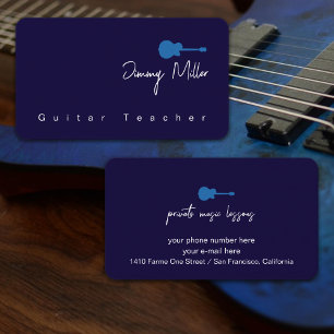 Carte De Visite Cours de musique Guitare bleue