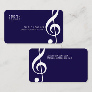 Carte De Visite Cours de musique particuliers professeur bleu fonc