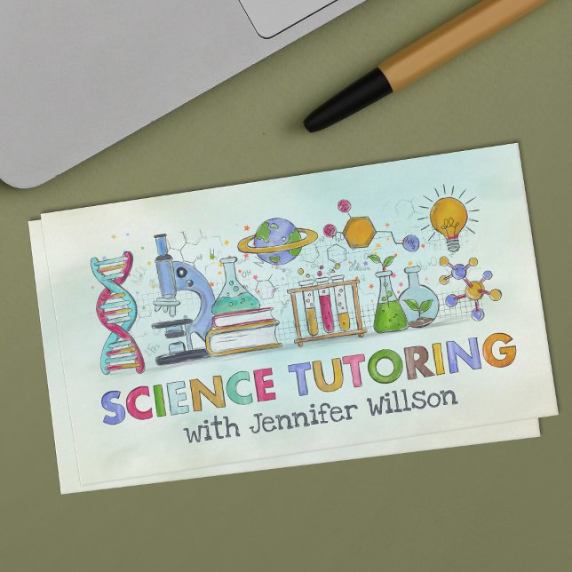 Carte De Visite Cours de science - Professeur d'aquarelle (Créateur téléchargé)