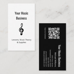Carte De Visite Cours d'éducation musicale QR code Treble Clef