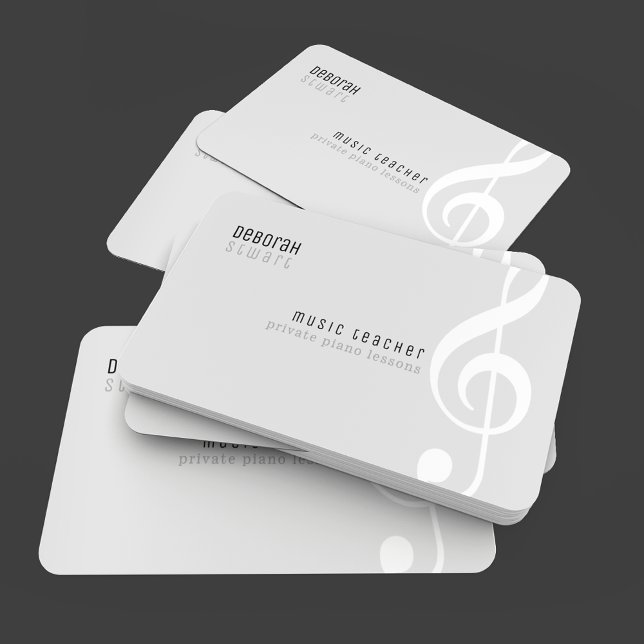 Carte De Visite Cours privé professeur de musique gris pâle (Créateur téléchargé)
