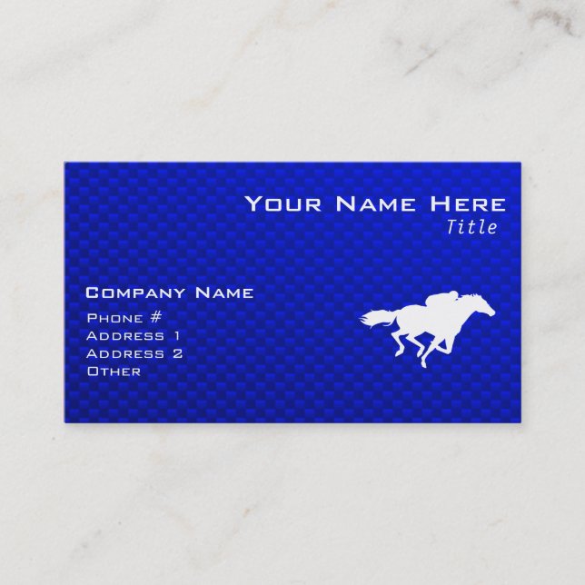 Carte De Visite Course de chevaux bleue (Devant)