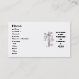 Carte De Visite Courses d'optimisme par mes artères et veines