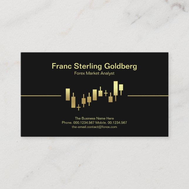 Carte De Visite Courtier en actions Faux Gold Stock Exchange (Devant)