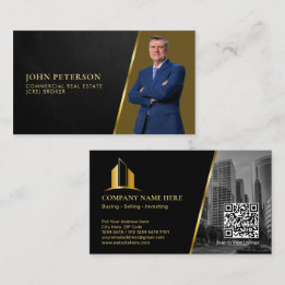 Carte De Visite Courtier en immobilier commercial de luxe | Black