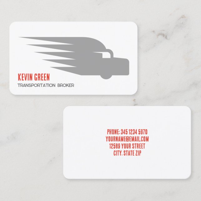 Carte De Visite Courtier en transport 🚚 Expéditeur (Devant / Derrière)