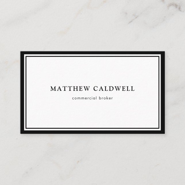 Carte De Visite Courtier immobilier minimaliste noir moderne