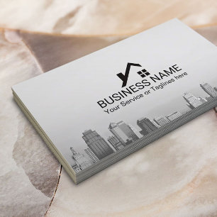 Carte De Visite Courtier immobilier Modern City Skyline