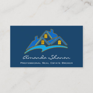 Carte De Visite Courtier immobilier professionnel Agent Blue Navy