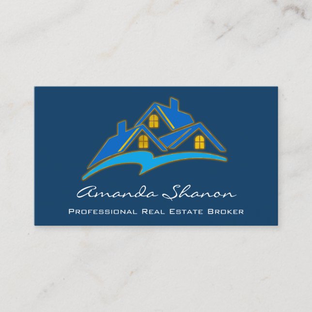 Carte De Visite Courtier immobilier professionnel Agent Blue Navy (Devant)