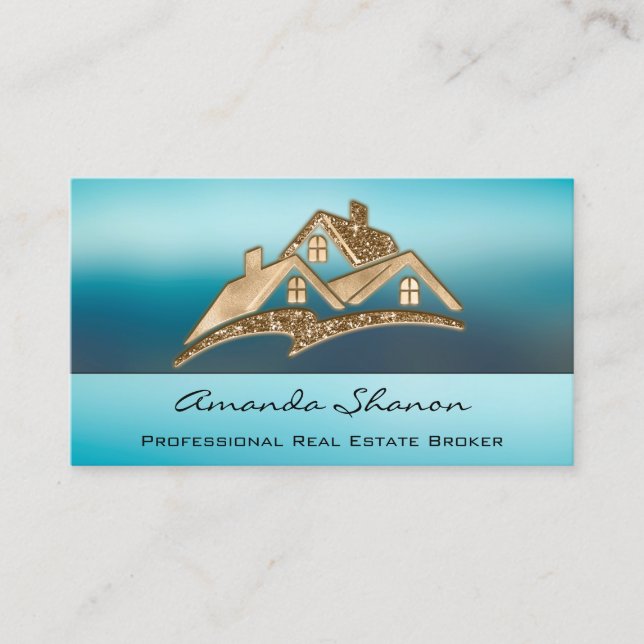 Carte De Visite Courtier immobilier professionnel Gold 3DHouse (Devant)