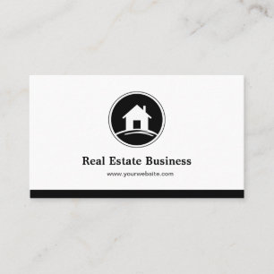 Carte De Visite Courtier immobilier professionnel Simple Noir Blan
