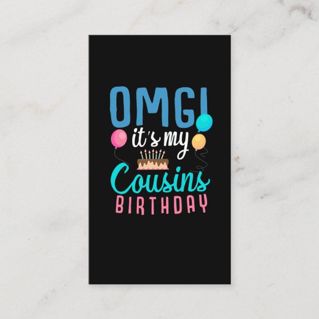 Carte De Visite Cousin Anniversaire Gâteau Amusant Ballons Garçons (Devant)