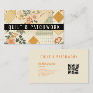 Carte De Visite Coussin de couture de patchwork de pêche jaune 