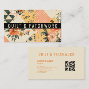 Carte De Visite Coussin de couture de patchwork de pêche jaune pou