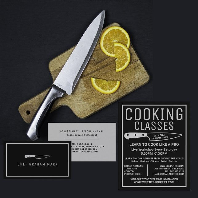 Carte De Visite Couteau Argent, Gastronomie Moderne, Chef, Cuisine (Créateur téléchargé)