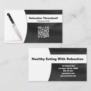 Carte De Visite Couteau de Chef Fausse Peau Personnalisé Photo Cod