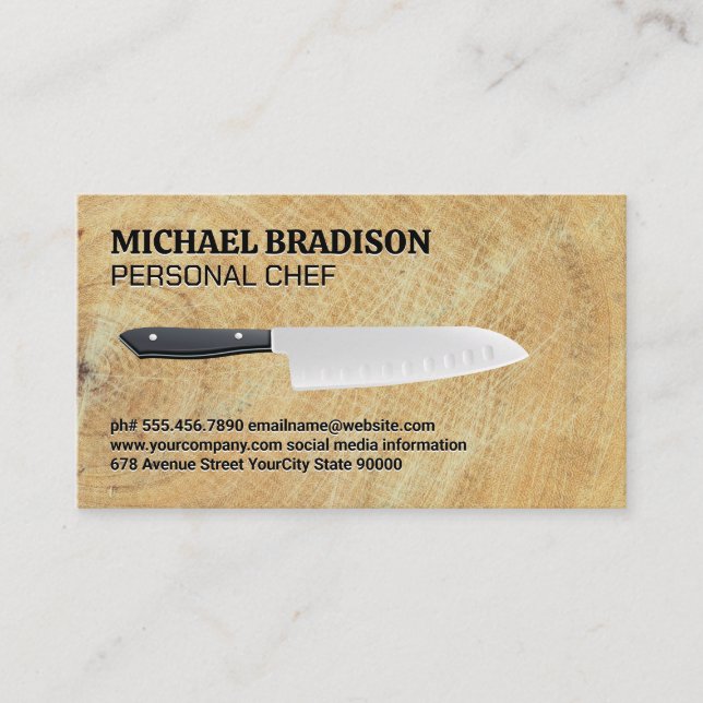 Carte De Visite Couteau de cuisine | Bloc de coupe (Devant)