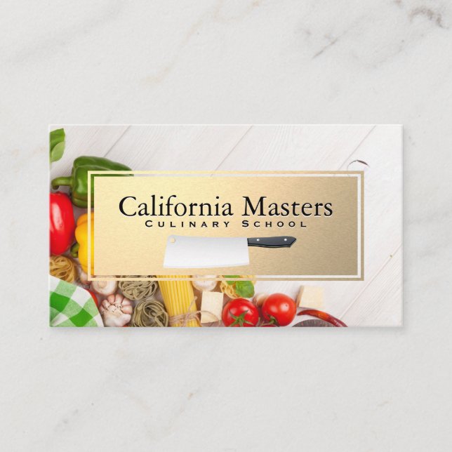 Carte De Visite Couteau | Fruits Légumes | Cadre Or (Devant)