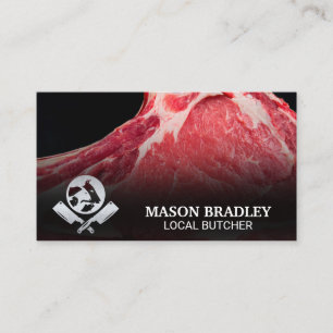 Carte De Visite Couteaux bouchers   Logo Animaux   Viande brute