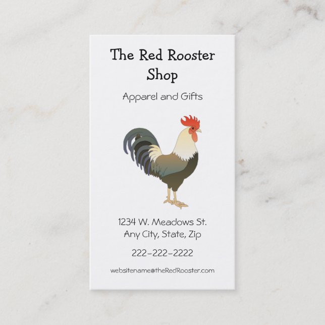 Carte De Visite Coutume animale simple de thème de pays de coq (Devant)