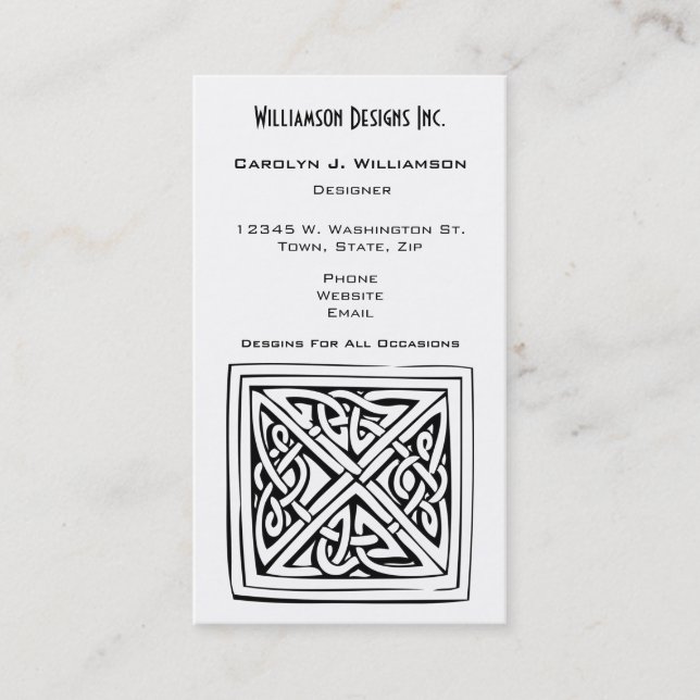 Carte De Visite Coutume celtique de blanc de noir de conception de (Devant)