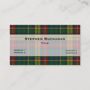 Carte De Visite Coutume colorée de plaid de tartan de Buchanan