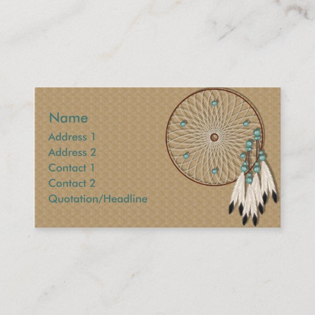 Carte De Visite Coutume de Dreamcatcher de Natif américain de KRW (Devant)